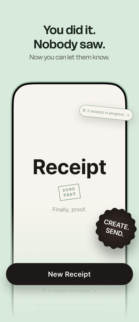 Receipt app landing screen