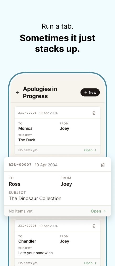 Sorry apology output screen