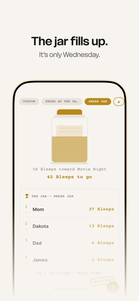 SwearJar leaderboard screen